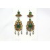 Handmade traditional Women Earrings 925 Sterling Silver multi color glass P 618